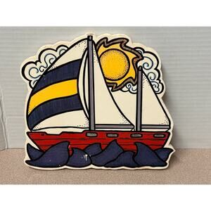 Vintage pop art sailboat post card BLANK